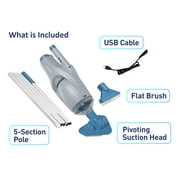 Kokido Rechargeable Handheld Pool Vacuum XTROVAC 110 Cordless with Adjustable Pole and 2 Brush Vac Heads for Above-Ground Pools, Spot Clean Inground Pools