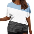 thumbnail image 1 of Fiudx Ofertas de La Semana Camiseta de Manga Corta Grande con Cuello Redondo Plisada y Cintura de Manga Corta Informal a La Moda para Mujer, 1 of 5