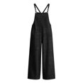 thumbnail image 5 of Casual Wide Leg Overalls for Women, Loose Fit Sleeveless Jumpsuits, Buckle Up Wide Leg Jumpsuit, Denim Bib Baggy Barrel Jeans Y2k Denim Boyfriend Harem Pants, Summer Fall Outfits,BlackXL, 5 of 6