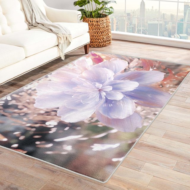 Flower Rugs for Living Room Bedroom Entryway - Floral Rug 2x3 - Plant Carpet for Home Decor - Washable Non Slip Patterned Indoor Small Area Rug - Soft & Low Pile (ZL&775)