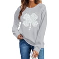 thumbnail image 6 of St. Patrick's Day Sweatshirt for Women Floral Shamrock Pattern Crewneck Long Sleeve Ribbed Cuffs Loose Fit Graphic Holiday Top, 6 of 6
