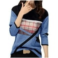 thumbnail image 2 of Craaazy Shirts for Women Geometry Printed T-shirt Casual Color Block Blouses Crew Neck Long Sleeve Tops Gifts for Women, 2 of 3