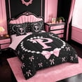 thumbnail image 2 of meiyoeat Pink Ribbon Bowknot 7-Piece Twin Bedding For Girls,Lovely Bowtie Alphabet Print P Bedding Comforter Set For Kids,Pink Reversible, 2 of 7