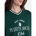 thumbnail image 4 of Peanuts Women's Snoopy French Terry Varsity Graphic Tee with Short Sleeves, Sizes XXS-XXL, 4 of 5