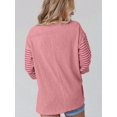 thumbnail image 6 of Women Long Sleeve Tops Oversized Trendy Round Crew Neck Casual Color Block Womens Shirts Blouses Pink XXL, 6 of 7