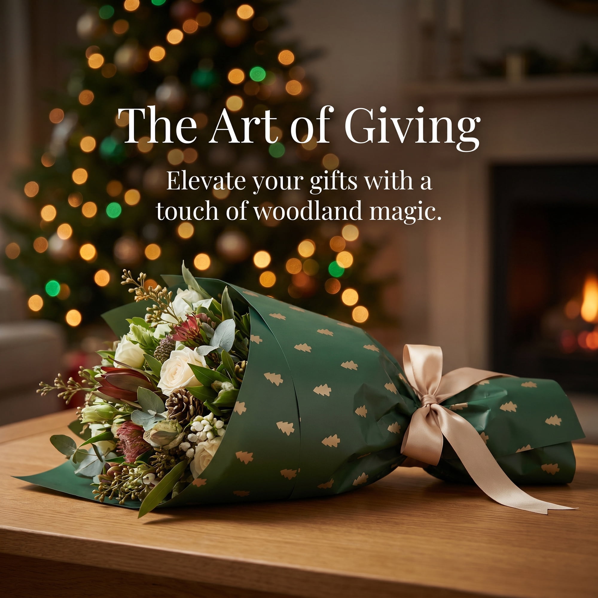 Unique Bargains Waterproof Matte Gift Wrap Paper for Bouquets Green Trees 22"x 22"