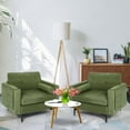 thumbnail image 2 of Costway Ensemble de 2 Fauteuil d'Accent Canapé Simple W / Mitre et Poche de Rangement Latérale Vert Armée, 2 of 9