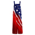 thumbnail image 6 of JULMCOMO 4th of July Jumpsuits for Women USA Flag Cotton Linen Red White Blue Overalls 250th Year Sleeveless Button Straps 1776 Jumpsuits with Pockets Light Blue XL, 6 of 6