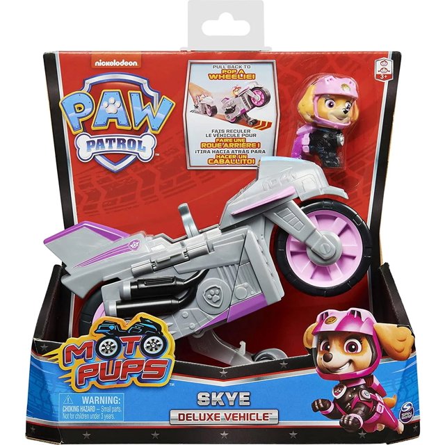 Caja Original Paw Patrol Moto Pups Wildcat Chase Skye Deluxe vehículo de motocicleta extraíble