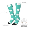thumbnail image 4 of Gaeub Teal Turquoise And White Polka Dot Printed Design Socks Stretchy High Tube Socks for Men Women Teens , Softball Soccer Socks for Hiking, Sport, 4 of 6