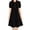 Black, variant on Women's Casual Short Sleeve Midi Dresses Stylish Button Front A-Line Swing Dresses with Puff Sleeves & Tiered Hem