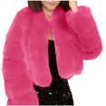 thumbnail image 4 of Women Fluffy Faux-Fur Coat Long Sleeve Cropped Puffer Jacket Winter Warm Fuzzy Loose Solid Color Outerwear (Hot Pink M), 4 of 4