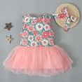 thumbnail image 4 of Odeerbi Girls Dress Baby Girls Clothes Toddler Kids Cute Summer Sleeveless Flowers Print Mesh Bow Dress Skirt Suit Pink, 4 of 9