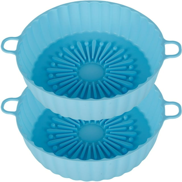 2Pcs Air Fryer Silicone Pot avec Poignée Réutilisable Air Fryer Doublure Résistant à la Chaleur Air Fryer Silicone Panier 7,48 Pouces