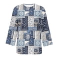 thumbnail image 7 of Jsaierl 3/4 Sleeve Womens Tops Casual Round Neck Shirts Retro Graphic Ladies Blouses Going Out Vacation Tunic Top S-5XL, 7 of 7