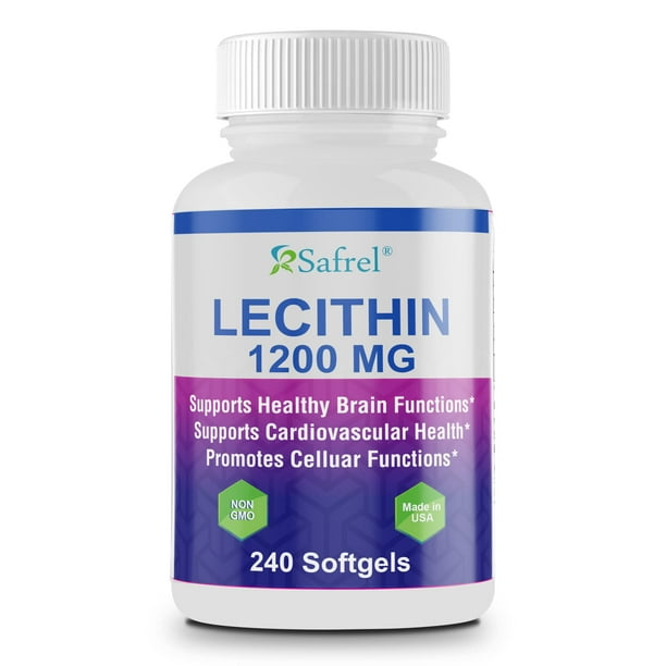 Safrel Lecithin 1200 mg Softgels (240 Count) High Potency Quick