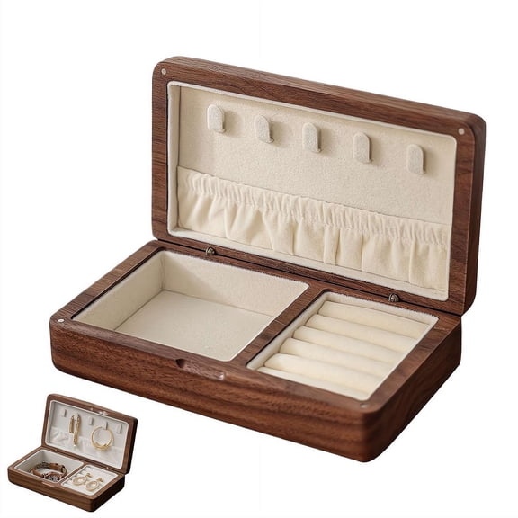 Wood Jewelry Box Organizer with Compartment for Earrings, Necklaces & Rings, Vintage Style Wooden Storage Case for Women & Men, Perfect Mother’s Day Gift