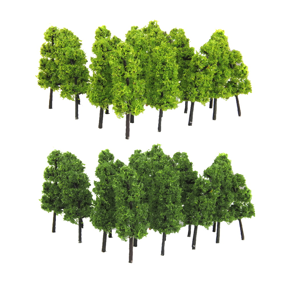 40 Pieces DIY 1/100+1/200 Model Trees Fake Trees for Train Railway Garden 