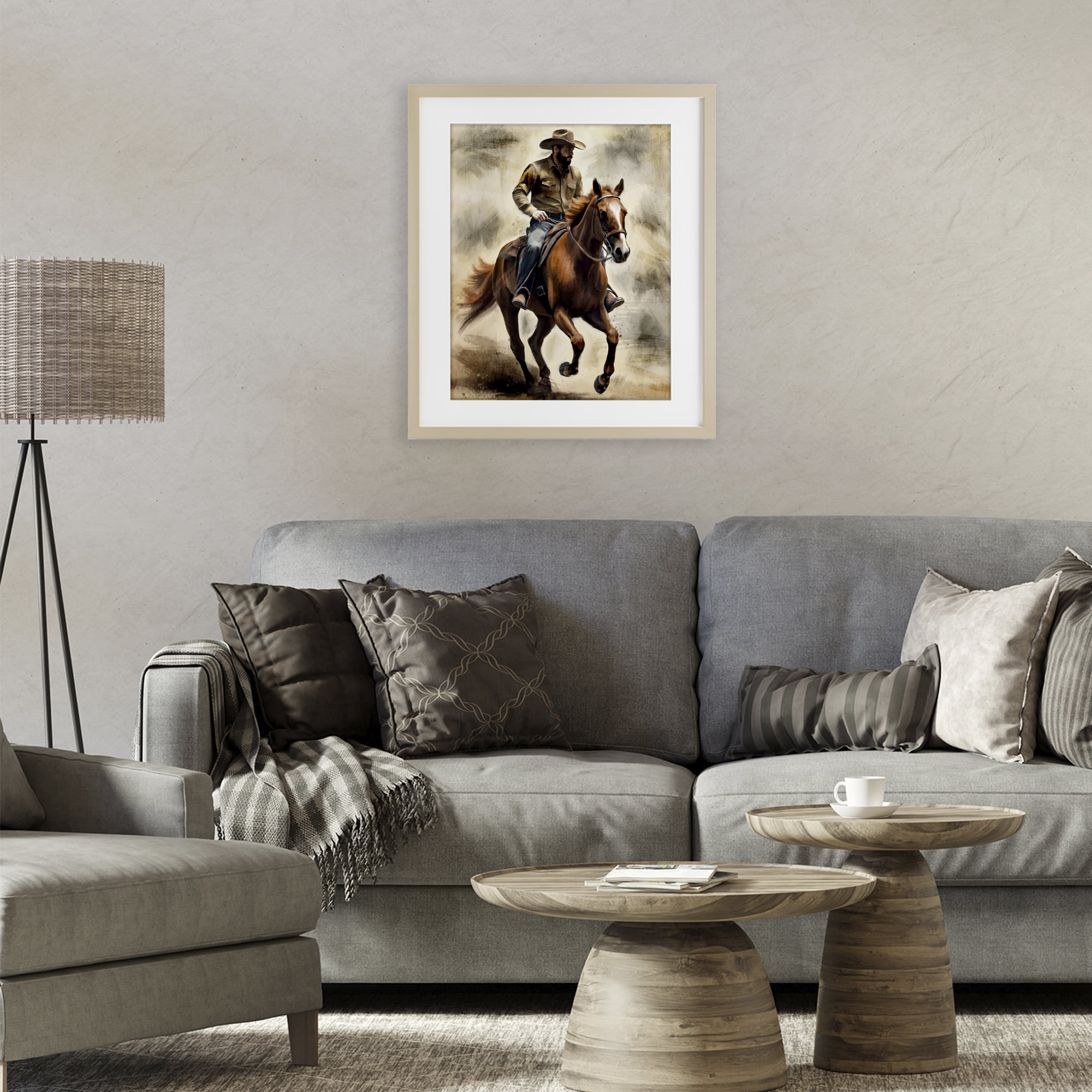 Stupell Industries Gallop Horse & Cowboy Birch Framed Print Under Glass, design by Kim Allen