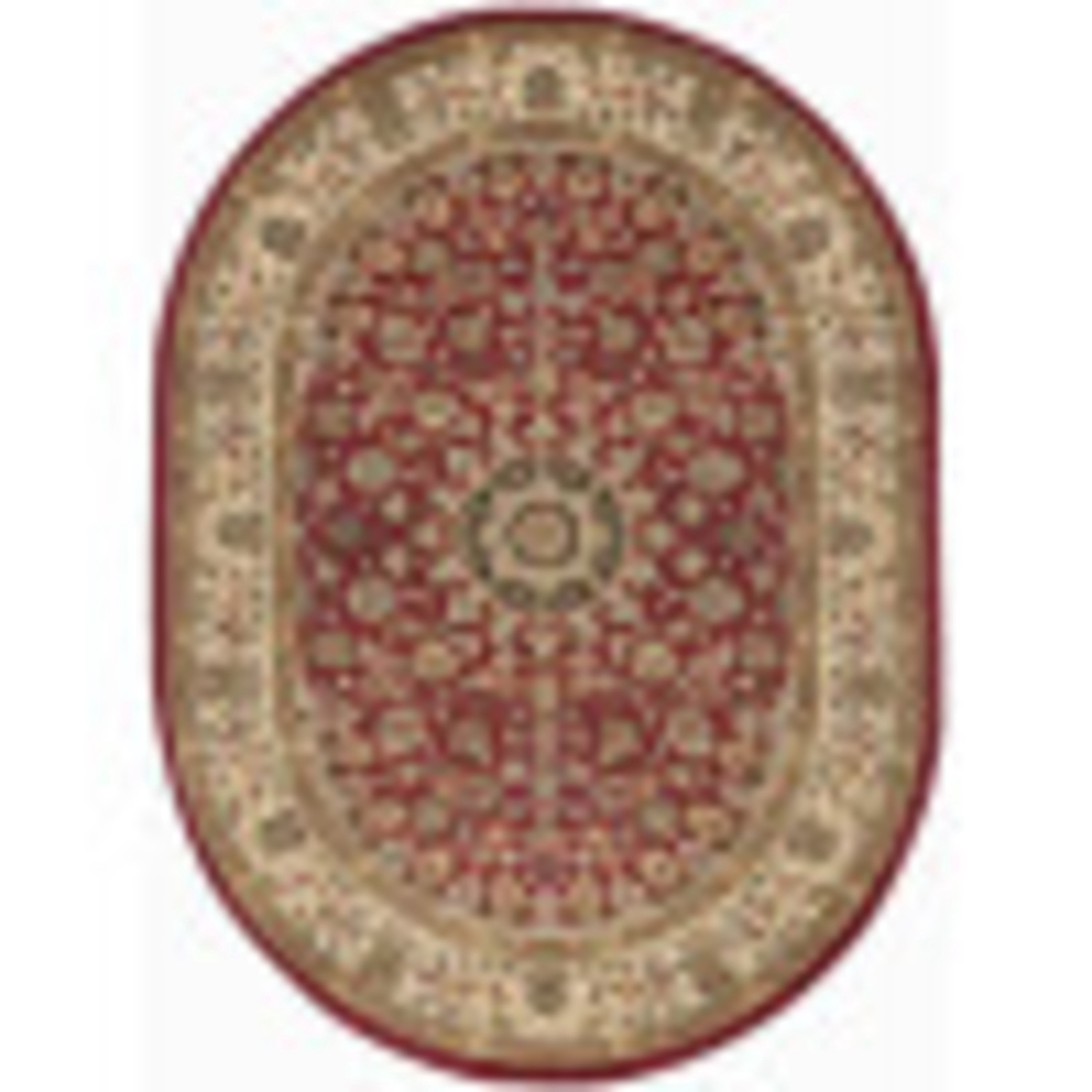 Transitional Area Rug (6'7'' x 9'6'' Oval) Oriental Red, Beige Living Room Easy to Clean
