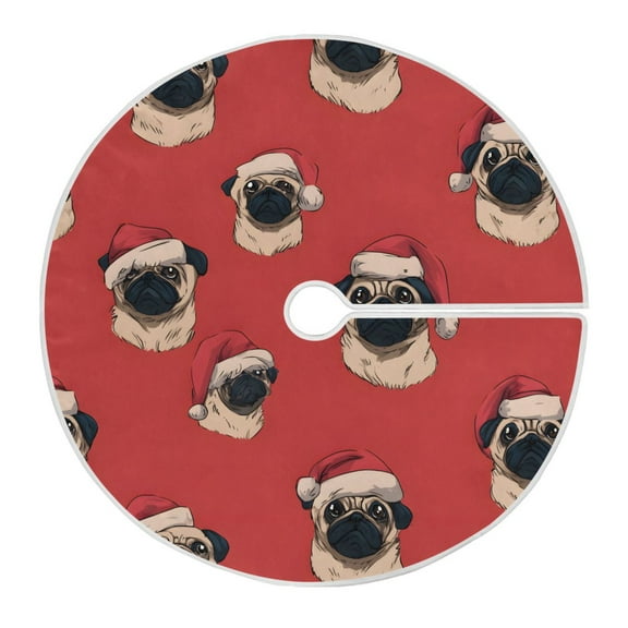 Ryvnso Christmas Tree Skirt Dog with Santa Hat Xmas Tree Skirts Ornament Home Decorations 35.4"