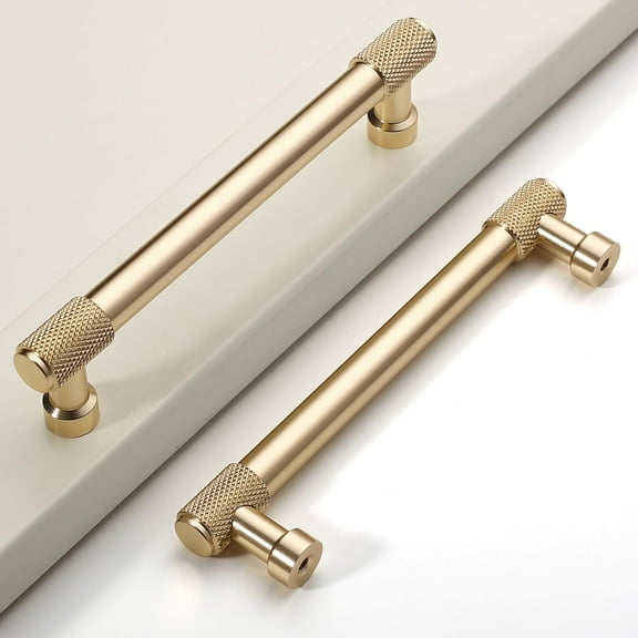 The 10 Pack 5"(128mm) Brushed Gold Cabinet Pulls Knurled Kitchen Cabinet Handles Drawer Pulls Cupboard Hardware for Cabinets