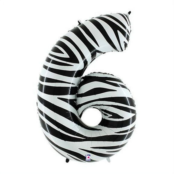 Burton & Burton 40" Number 6 Shape Zebra Balloon