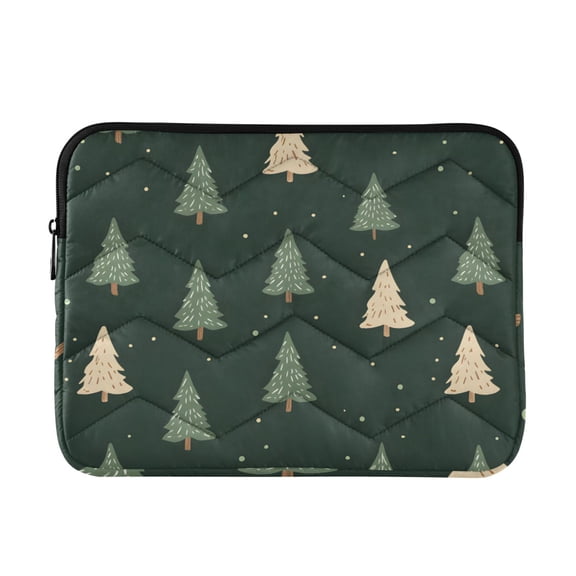 FORMRS 13-13.3 inch Laptop Sleeve Case Soft Carrying Quilted Computer Bag Cover, Beige Christmas Trees