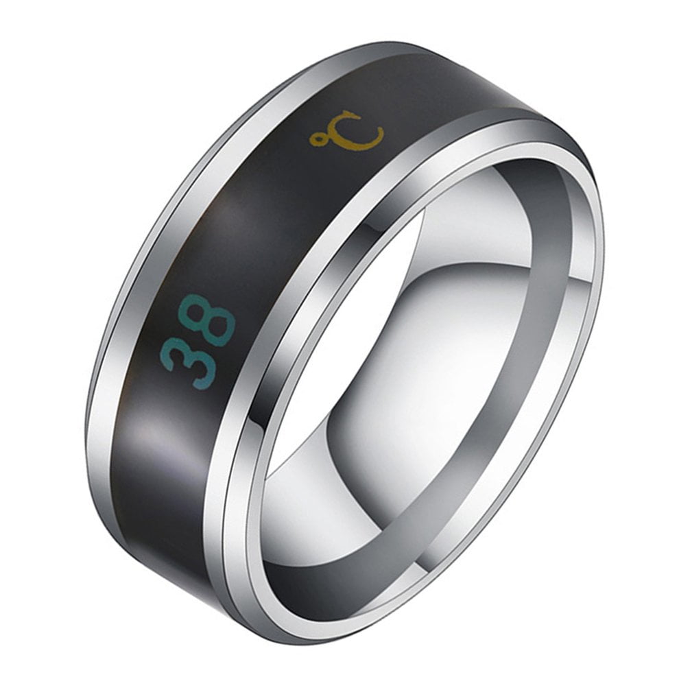 Intelligent Temperature Pair Ring Smart Temperature Ring Titanium Steel ...