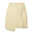thumbnail image 5 of Baqcunre Skirts for Women Women's High Waist Cotton Short Skirt New Solid Color Zipper Irregular Half Skirt Mini Skirt Women's Skirts Beige L(Hot), 5 of 5