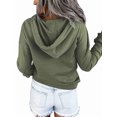 thumbnail image 2 of Sweat à Capuche d'Hiver pour Femmes, Boutonné, Manches Longues, Chaud, Col en V, Vert Foncé, S, 2 of 5