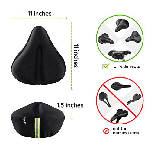 Extra Large Bicycle Seat Cover with Water Dust Resistant Cover Shock Absorbing with Reflective Strip for MTB Yosky Wide Gel Bike Seat Cover - Spinning Bikes 11 inches x 11 inches