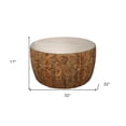 thumbnail image 5 of 32" Natural Brown And White Wash Hand Carved Wood Round Coffee Table, 5 of 8