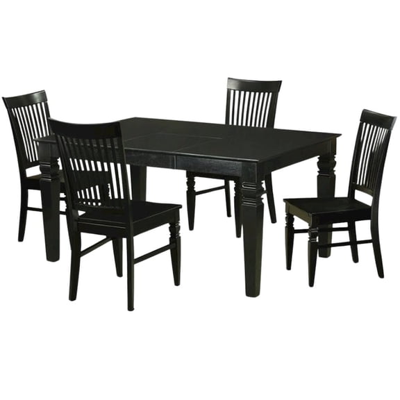 FurniFact Black 5 Piece Dining Table Set with Chairs, Solid Wood Kitchen Table