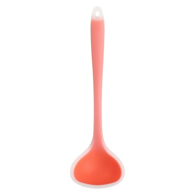 Translucent Silicone Soup Spoon Anti-scald Cold Heat Anti-scald Kitchen Utensil Cold Resistant Kitchen Cooking Utensil, Orange