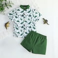 thumbnail image 7 of Baby Toddler Boy Outfits 2T 3T 4T 5T Clothes Summer Kids Pattern Short Sleeve Button Down Shirt Shorts Set, 7 of 7
