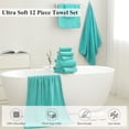 thumbnail image 5 of Jessy Home 12 Piece Ocean Blue Bath Towel Set for Bathroom-4 Bath Towels,4 Hand Towels,4 Washcloths Soft and Plush Highly Absorbent Towel for Hotel & Spa, 5 of 8