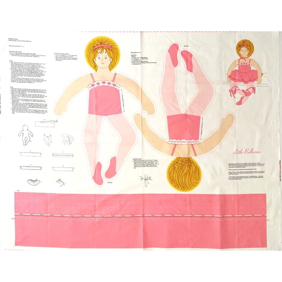 1 Panel - DIY Soft Ballerina Doll Cut & Sew Cotton Fabric Panel (Great for Sewing a Stuffed Doll, Craft Projects, Quilting, Wall Hangings, and More) 36" X 44"