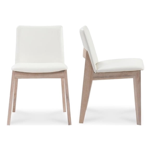 Moe's Home Collection Chaises de Salle à Manger en Similicuir Blanc 18 Pouces (Ensemble de 2)