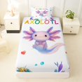 thumbnail image 3 of Manfei Cute Underwater Corals Twin Sheets,Watercolor Axolotl Bedding For Girls,Purple Pink,3 Pieces,1 Fitted Sheet and 1 Pillowcase, 3 of 7