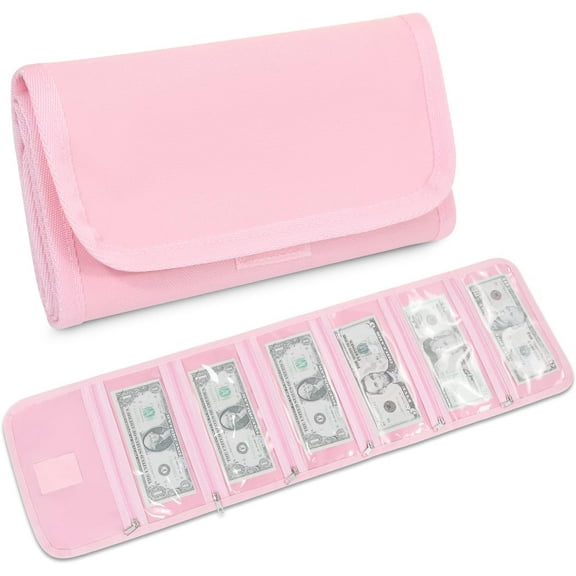 Money Wallet, Money Organizer for Cash with 6 Zippered Pocket Multipack Money Pouch, Cash Bill Organizer, Envelope Wallet Money Bag Small Travel Money Holder for Budgeting, Receipt, Coupons and Tips