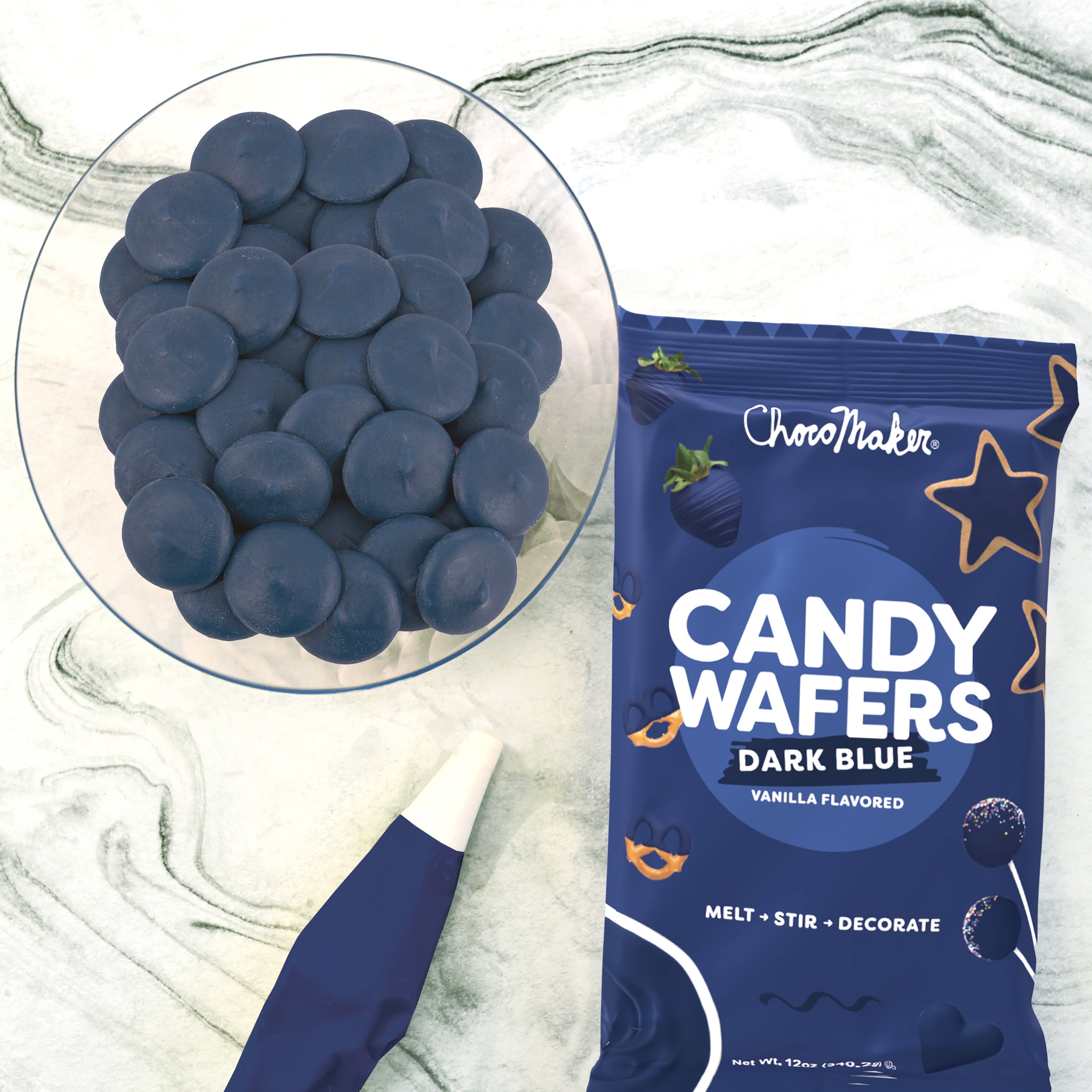 ChocoMaker Dark Blue Vanilla Flavored Candy Wafers 12oz