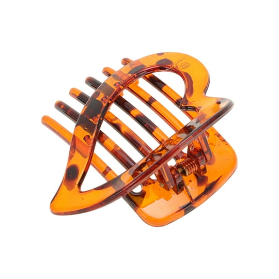 Unique Bargains 1 Pc Fashion Heart-Shaped Hollow Hair Clips Hairdo Clip Dark Brown