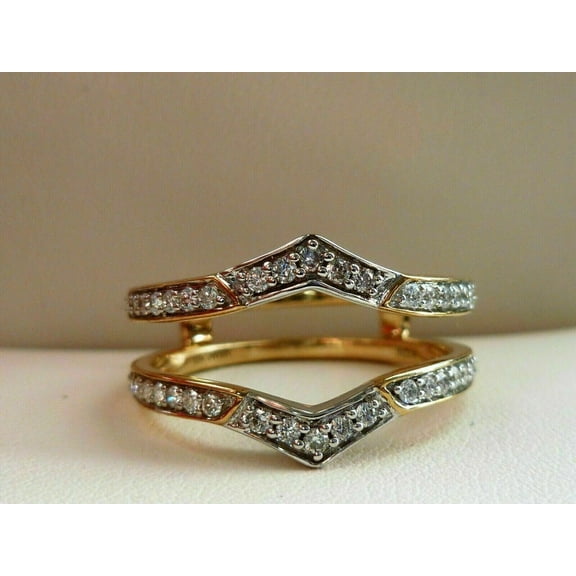 Dreamofdazzles Jewels 2.00 Ctw Round Cut White Diamond Wedding Anniversary Curved Chevron Enhancer Guard Band Ring 14K Yellow Gold Plated 925 Sterling Silver 925 Sterling Silver -6.5