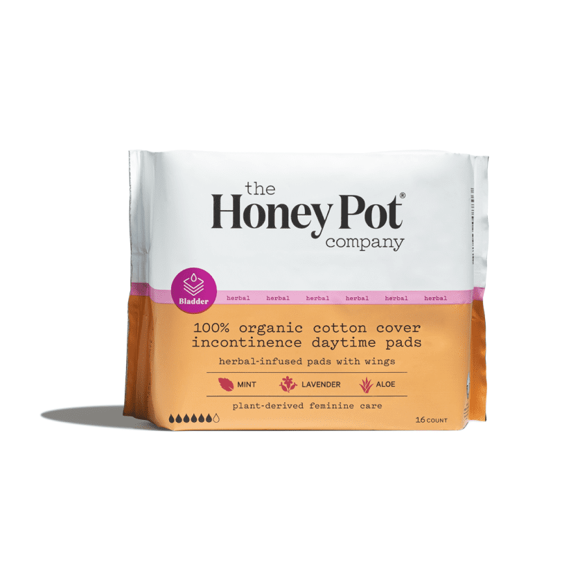 The Honey Pot Company, Daytime Incontinence Pads, Herbal Organic Cotton with Wings, 16 ct