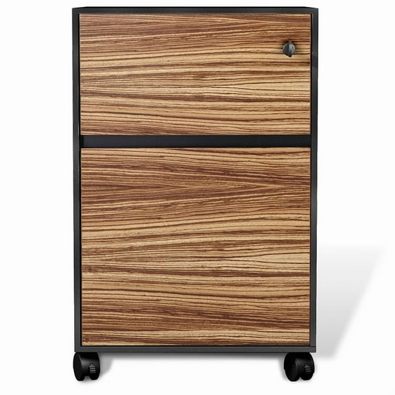Unique Furniture 3-drawer Wood Mobile Pedestal in Zebrano and Black
