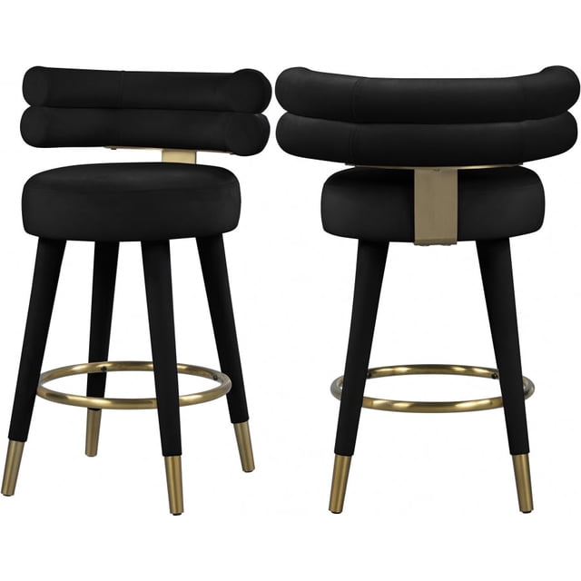 Tabouret de comptoir en velours Fitzroy