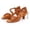 Brown1, variant on Womens Latin Dance Shoes Soft Sole Rhinestone Buckle Mid Heel Ballroom Performance Shoes For Women Practice Dance Sandals BK1 US :8