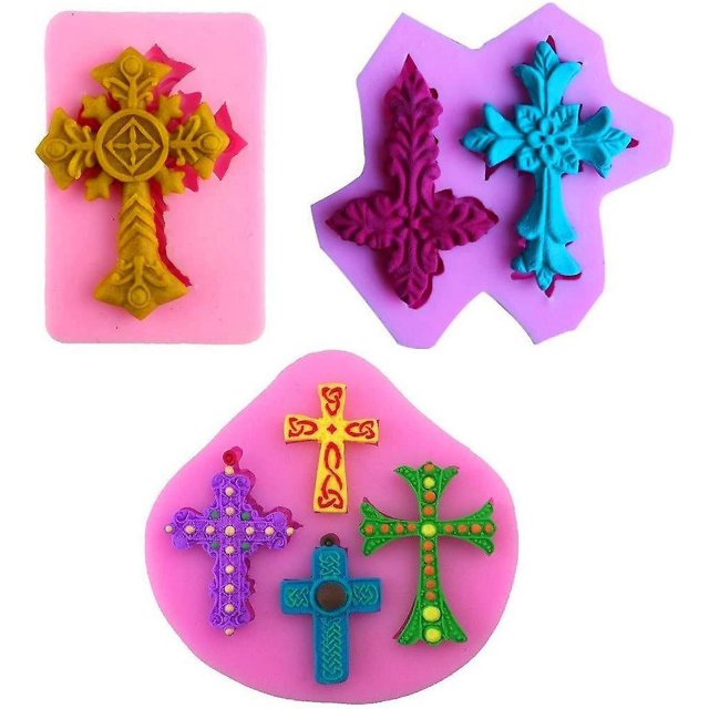 Mity lluvia forma de cruz molde para fondant para pastel, bautismo pastel de silicona/suministros de decoración de magdalenas arcilla Fimo molde caramelo Chocolate molde