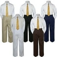 thumbnail image 1 of 3pc Boys Suit Set Gold Necktie Baby Toddler Kids Formal Shirt Pants S-7 Wedding, 1 of 2